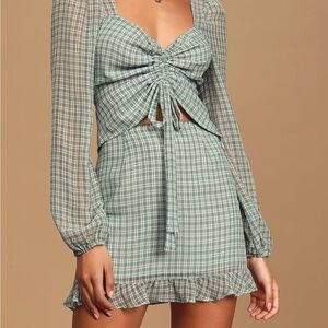 LULU’S Plaid And Simple Blue Plaid Ruffled Mini Skirt